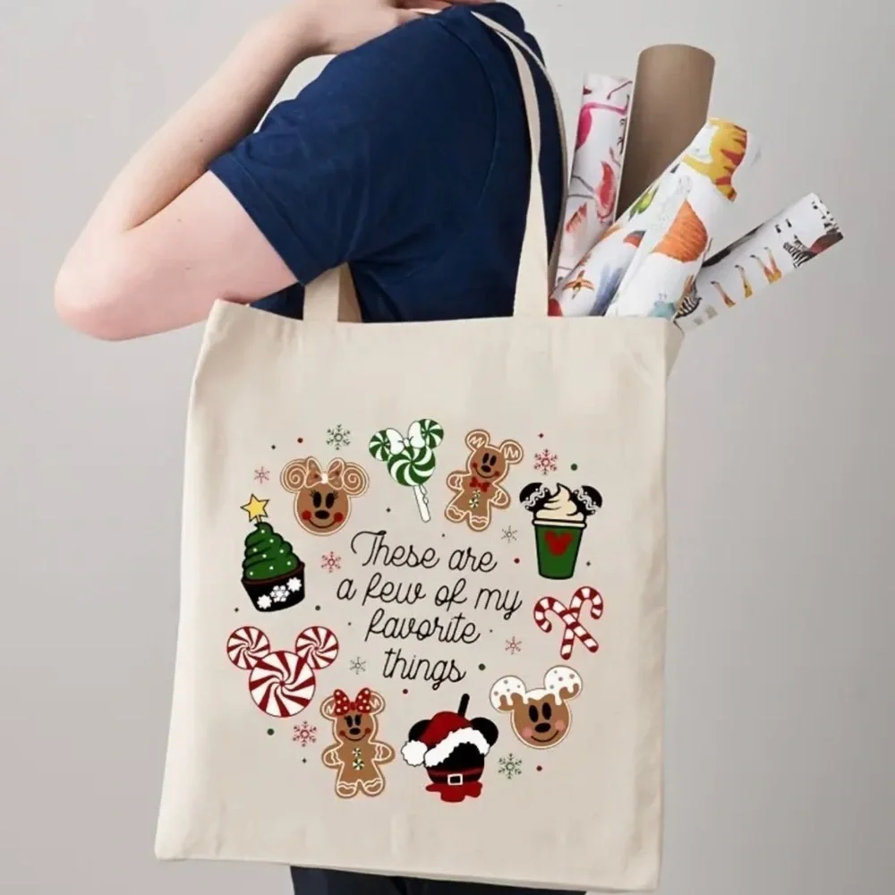🎄 Mickey Mouse Christmas Inspired canvas tote bags